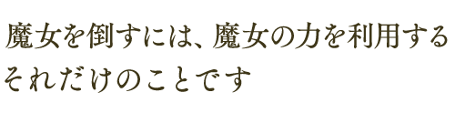 魔女を倒すには、魔女の力を利用する それだけのことです